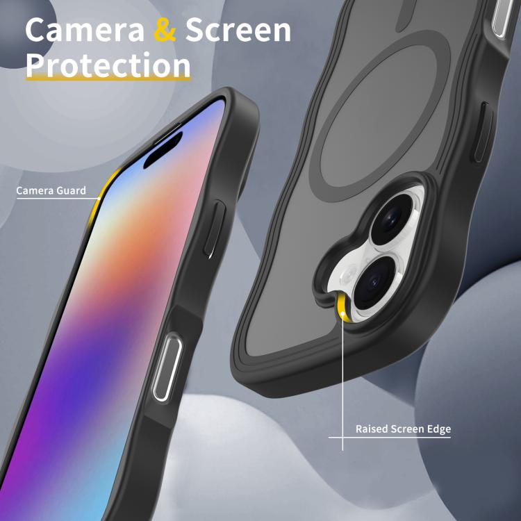 For iPhone 17 Skin Feel Wave Texture MagSafe Phone Case(Black) - iPhone 17 Cases by buy2fix | Online Shopping UK | buy2fix