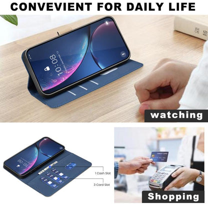 For iPhone Air Splicing Color Hollow Flower Pattern RFID Leather Phone Case(Dark Blue) - iPhone Air Cases by buy2fix | Online Shopping UK | buy2fix