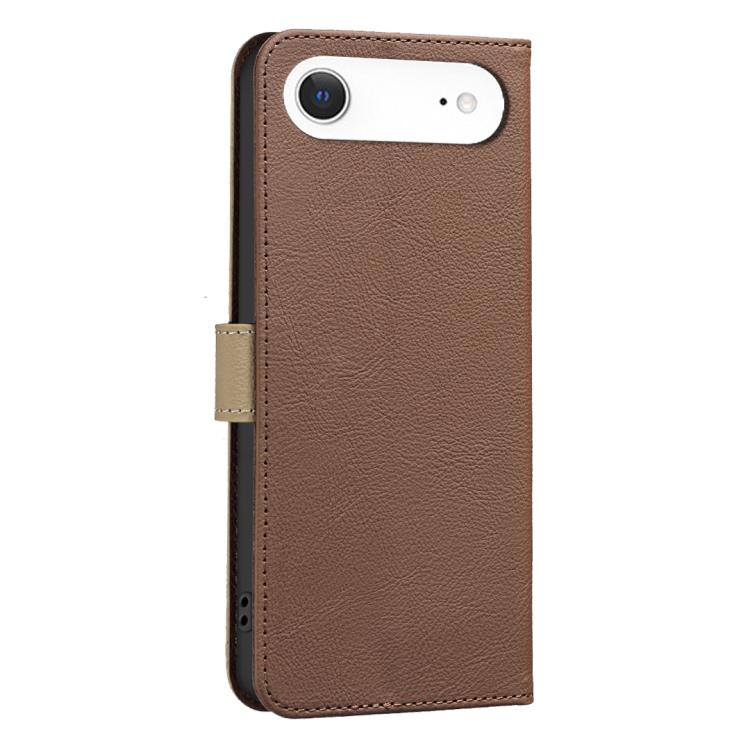 For iPhone Air Splicing Color Hollow Flower Pattern RFID Leather Phone Case(Brown) - iPhone Air Cases by buy2fix | Online Shopping UK | buy2fix