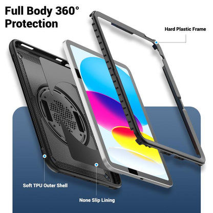 For iPad 2025 / 2022 Honeycomb Hand Grip Turntable Stand Tablet Case(Black) - iPad 2025 / 2022 Cases by buy2fix | Online Shopping UK | buy2fix