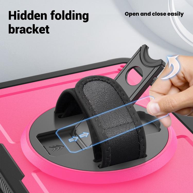 For iPad 2025 / 2022 Honeycomb Hand Grip Turntable Stand Tablet Case(Rose Red) - iPad 2025 / 2022 Cases by buy2fix | Online Shopping UK | buy2fix