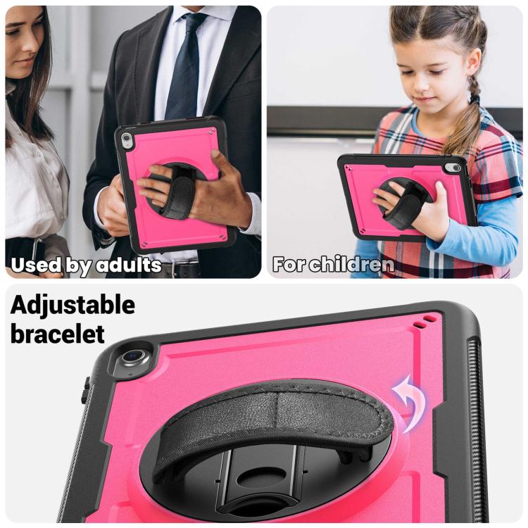 For iPad 2025 / 2022 Honeycomb Hand Grip Turntable Stand Tablet Case(Rose Red) - iPad 2025 / 2022 Cases by buy2fix | Online Shopping UK | buy2fix