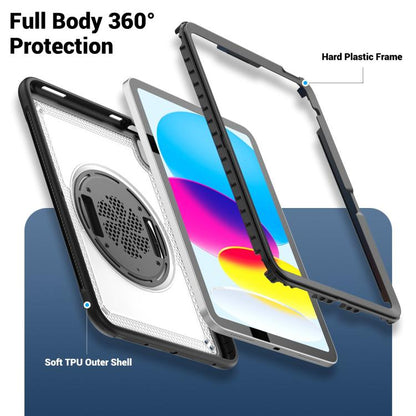 For iPad 2025 / 2022 Honeycomb Hand Grip Turntable Stand Tablet Case(Transparent) - iPad 2025 / 2022 Cases by buy2fix | Online Shopping UK | buy2fix