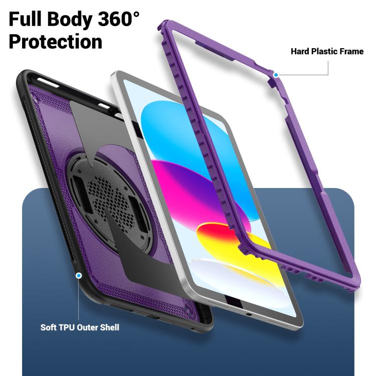 For iPad 2025 / 2022 Honeycomb Hand Grip Turntable Stand Tablet Case(Purple) - iPad 2025 / 2022 Cases by buy2fix | Online Shopping UK | buy2fix