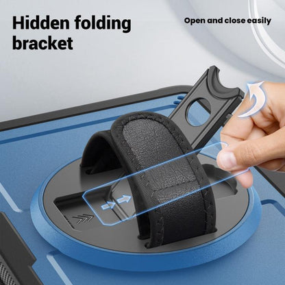 For iPad Air 11 2025 / 2024 Honeycomb Hand Grip Turntable Stand Tablet Case(Navy Blue) - iPad Air 11 2025 / 2024 Cases by buy2fix | Online Shopping UK | buy2fix