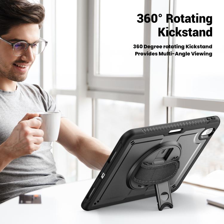 For iPad Air 11 2025 / 2024 Honeycomb Hand Grip Turntable Stand Tablet Case(Black) - iPad Air 11 2025 / 2024 Cases by buy2fix | Online Shopping UK | buy2fix