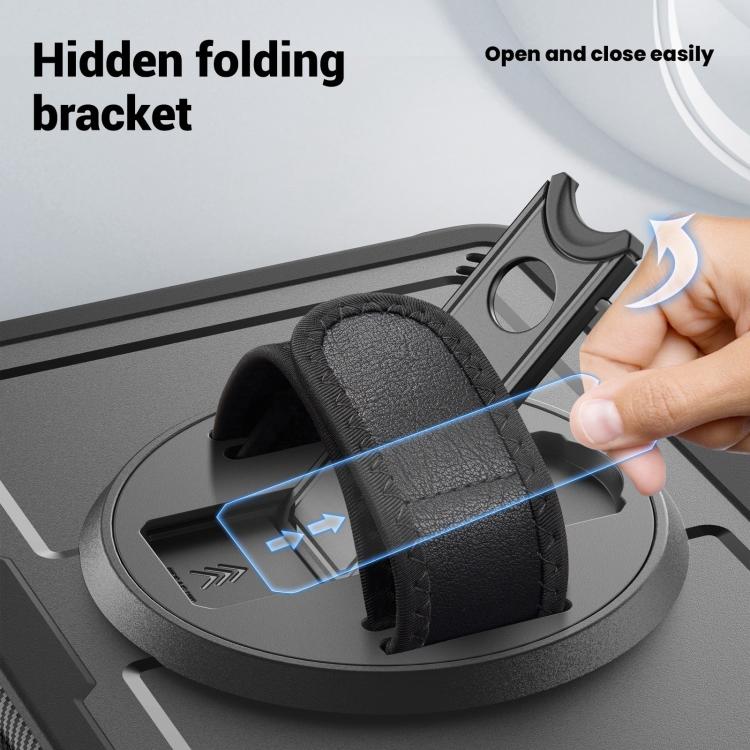 For iPad Air 11 2025 / 2024 Honeycomb Hand Grip Turntable Stand Tablet Case(Black) - iPad Air 11 2025 / 2024 Cases by buy2fix | Online Shopping UK | buy2fix