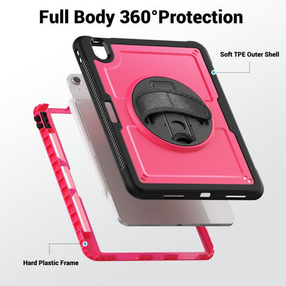 For iPad Air 11 2025 / 2024 Honeycomb Hand Grip Turntable Stand Tablet Case(Rose Red) - iPad Air 11 2025 / 2024 Cases by buy2fix | Online Shopping UK | buy2fix