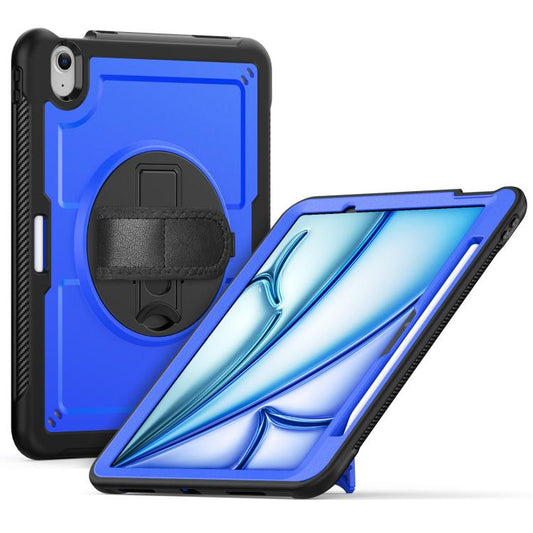 For iPad Air 11 2025 / 2024 Honeycomb Hand Grip Turntable Stand Tablet Case(Dark Blue) - iPad Air 11 2025 / 2024 Cases by buy2fix | Online Shopping UK | buy2fix