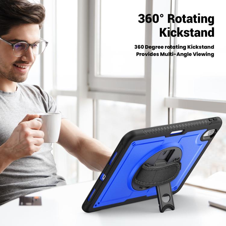 For iPad Air 11 2025 / 2024 Honeycomb Hand Grip Turntable Stand Tablet Case(Dark Blue) - iPad Air 11 2025 / 2024 Cases by buy2fix | Online Shopping UK | buy2fix