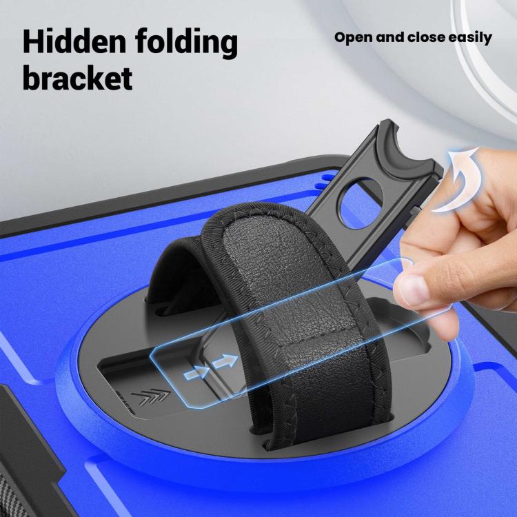 For iPad Air 11 2025 / 2024 Honeycomb Hand Grip Turntable Stand Tablet Case(Dark Blue) - iPad Air 11 2025 / 2024 Cases by buy2fix | Online Shopping UK | buy2fix