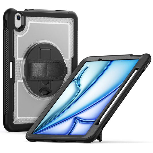For iPad Air 11 2025 / 2024 Honeycomb Hand Grip Turntable Stand Tablet Case(Transparent) - iPad Air 11 2025 / 2024 Cases by buy2fix | Online Shopping UK | buy2fix