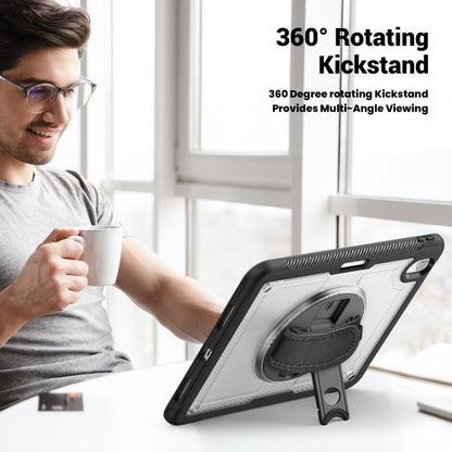 For iPad Air 11 2025 / 2024 Honeycomb Hand Grip Turntable Stand Tablet Case(Transparent) - iPad Air 11 2025 / 2024 Cases by buy2fix | Online Shopping UK | buy2fix