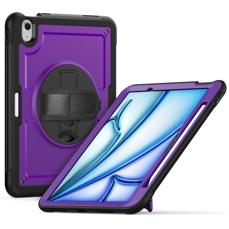 For iPad Air 11 2025 / 2024 Honeycomb Hand Grip Turntable Stand Tablet Case(Purple) - iPad Air 11 2025 / 2024 Cases by buy2fix | Online Shopping UK | buy2fix