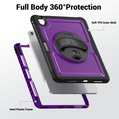 For iPad Air 11 2025 / 2024 Honeycomb Hand Grip Turntable Stand Tablet Case(Purple) - iPad Air 11 2025 / 2024 Cases by buy2fix | Online Shopping UK | buy2fix