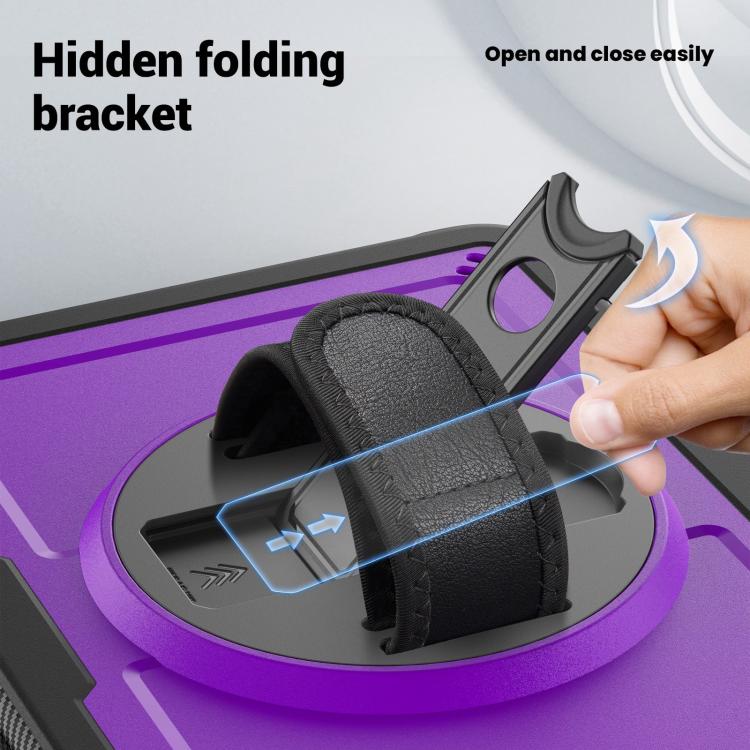 For iPad Air 11 2025 / 2024 Honeycomb Hand Grip Turntable Stand Tablet Case(Purple) - iPad Air 11 2025 / 2024 Cases by buy2fix | Online Shopping UK | buy2fix