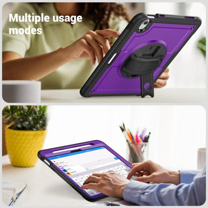 For iPad Air 11 2025 / 2024 Honeycomb Hand Grip Turntable Stand Tablet Case(Purple) - iPad Air 11 2025 / 2024 Cases by buy2fix | Online Shopping UK | buy2fix