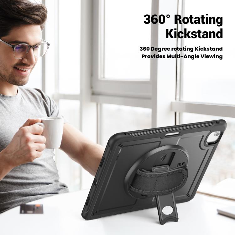 For iPad Air 13 2025 / 2024 Honeycomb Hand Grip Turntable Stand Tablet Case(Black) - iPad Air 13 2025 / 2024 Cases by buy2fix | Online Shopping UK | buy2fix