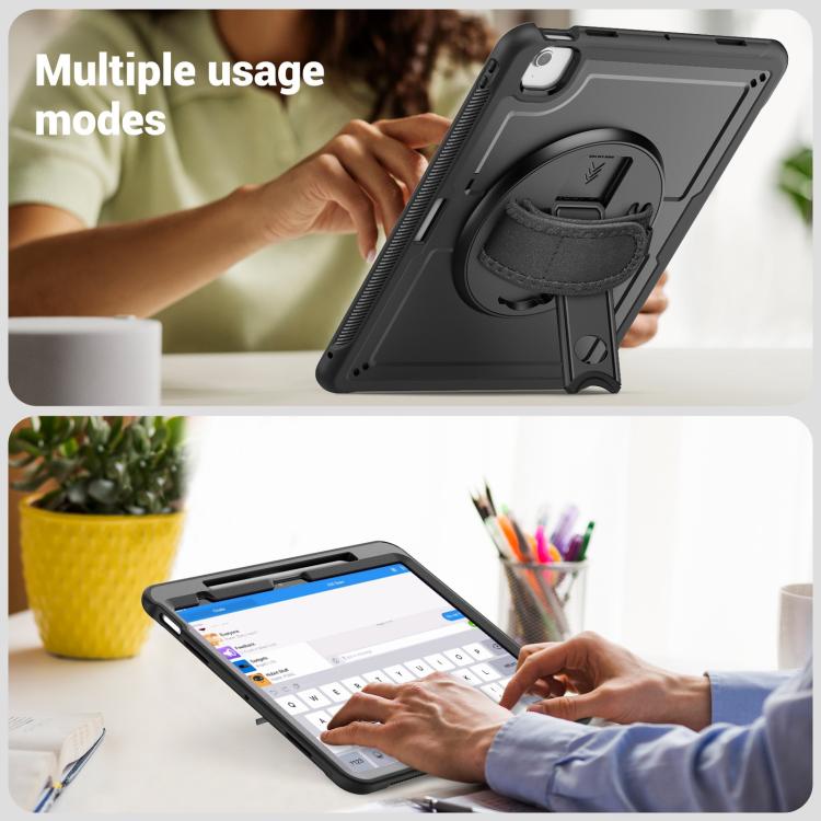 For iPad Air 13 2025 / 2024 Honeycomb Hand Grip Turntable Stand Tablet Case(Black) - iPad Air 13 2025 / 2024 Cases by buy2fix | Online Shopping UK | buy2fix