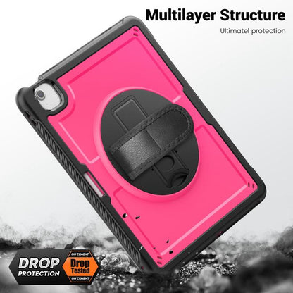 For iPad Air 13 2025 / 2024 Honeycomb Hand Grip Turntable Stand Tablet Case(Rose Red) - iPad Air 13 2025 / 2024 Cases by buy2fix | Online Shopping UK | buy2fix