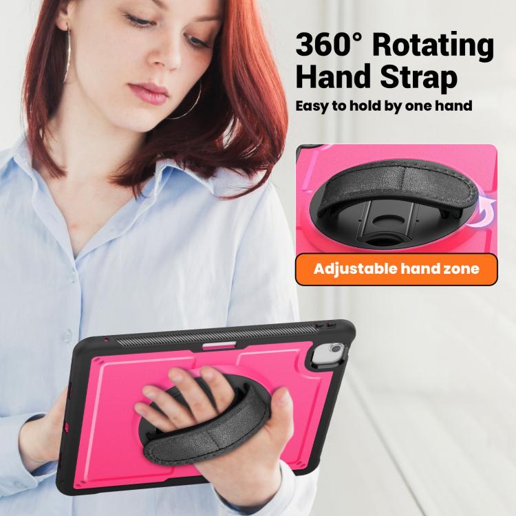 For iPad Air 13 2025 / 2024 Honeycomb Hand Grip Turntable Stand Tablet Case(Rose Red) - iPad Air 13 2025 / 2024 Cases by buy2fix | Online Shopping UK | buy2fix