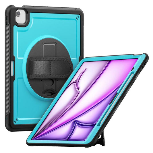 For iPad Air 13 2025 / 2024 Honeycomb Hand Grip Turntable Stand Tablet Case(Light Blue) - iPad Air 13 2025 / 2024 Cases by buy2fix | Online Shopping UK | buy2fix
