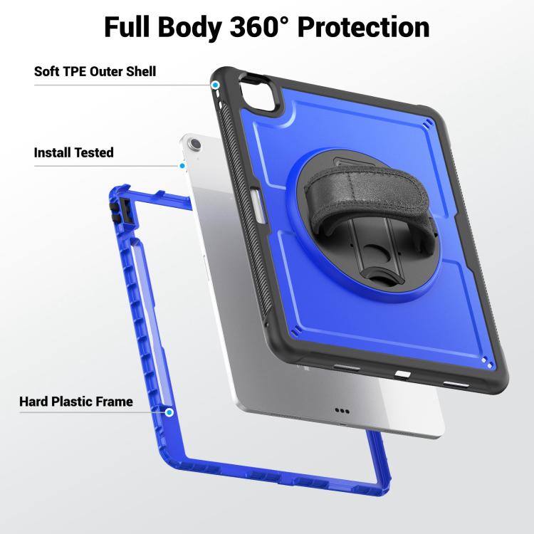 For iPad Air 13 2025 / 2024 Honeycomb Hand Grip Turntable Stand Tablet Case(Dark Blue) - iPad Air 13 2025 / 2024 Cases by buy2fix | Online Shopping UK | buy2fix