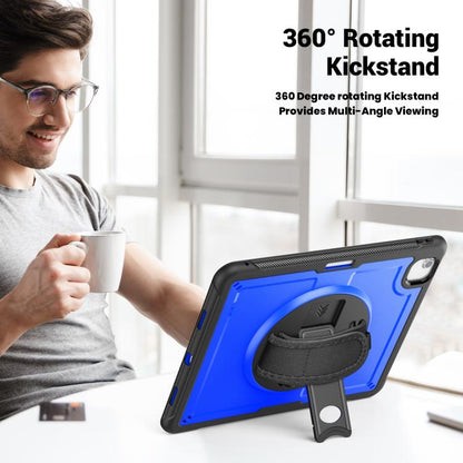 For iPad Air 13 2025 / 2024 Honeycomb Hand Grip Turntable Stand Tablet Case(Dark Blue) - iPad Air 13 2025 / 2024 Cases by buy2fix | Online Shopping UK | buy2fix