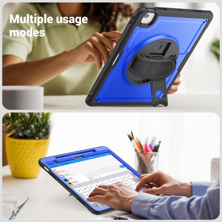 For iPad Air 13 2025 / 2024 Honeycomb Hand Grip Turntable Stand Tablet Case(Dark Blue) - iPad Air 13 2025 / 2024 Cases by buy2fix | Online Shopping UK | buy2fix