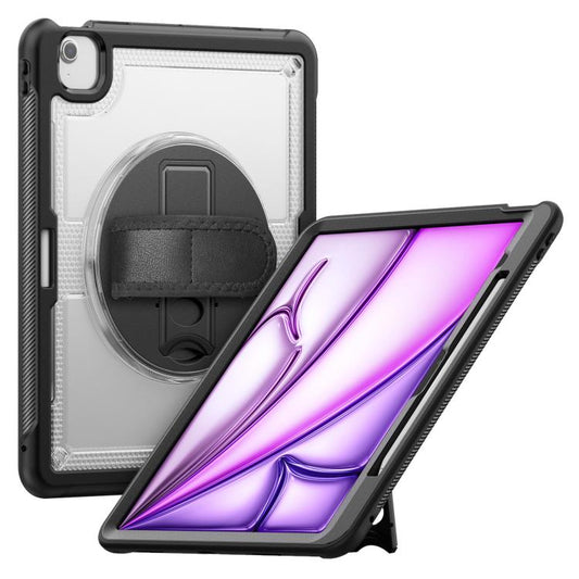 For iPad Air 13 2025 / 2024 Honeycomb Hand Grip Turntable Stand Tablet Case(Transparent) - iPad Air 13 2025 / 2024 Cases by buy2fix | Online Shopping UK | buy2fix