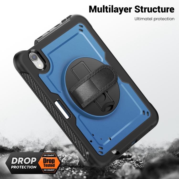 For iPad mini 2024 / mini 6 Honeycomb Hand Grip Turntable Stand Tablet Case(Navy Blue) - iPad mini 2024 Cases by buy2fix | Online Shopping UK | buy2fix