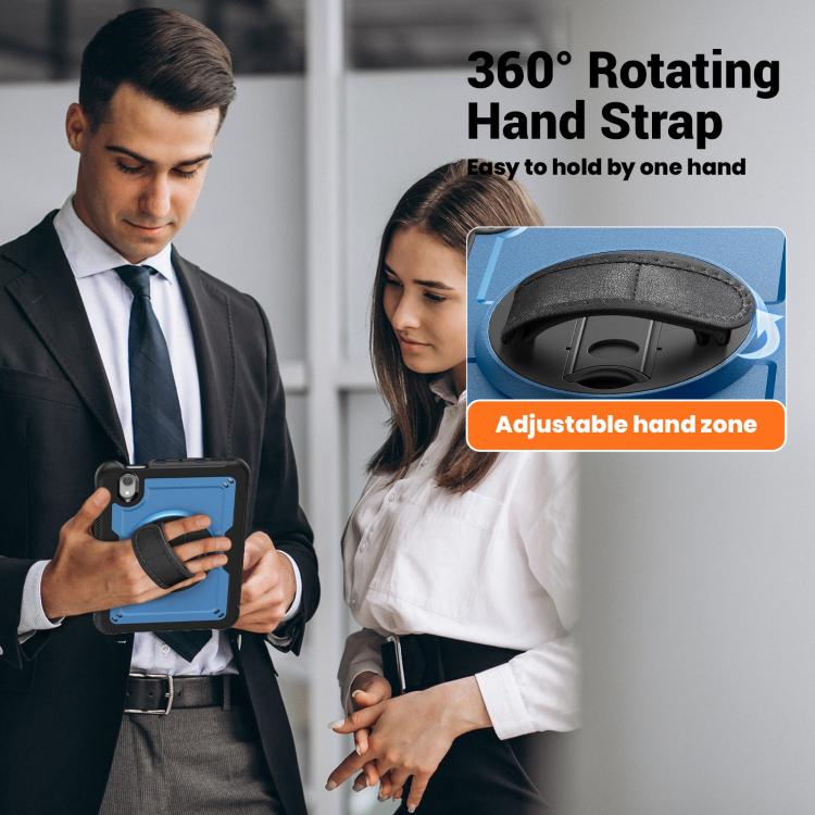 For iPad mini 2024 / mini 6 Honeycomb Hand Grip Turntable Stand Tablet Case(Navy Blue) - iPad mini 2024 Cases by buy2fix | Online Shopping UK | buy2fix