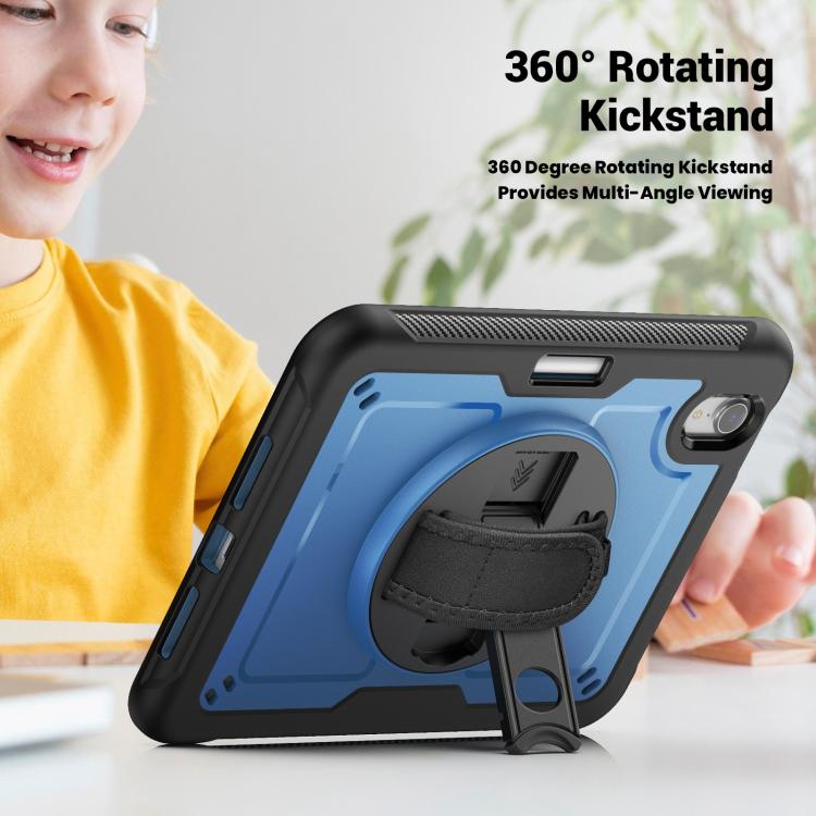 For iPad mini 2024 / mini 6 Honeycomb Hand Grip Turntable Stand Tablet Case(Navy Blue) - iPad mini 2024 Cases by buy2fix | Online Shopping UK | buy2fix