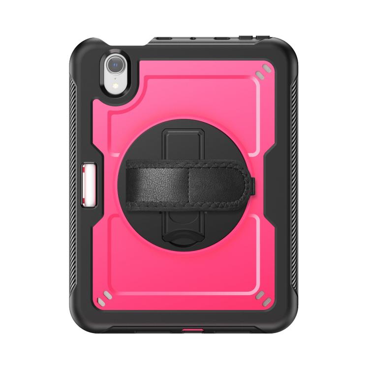 For iPad mini 2024 / mini 6 Honeycomb Hand Grip Turntable Stand Tablet Case(Rose Red) - iPad mini 2024 Cases by buy2fix | Online Shopping UK | buy2fix
