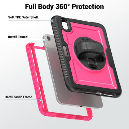 For iPad mini 2024 / mini 6 Honeycomb Hand Grip Turntable Stand Tablet Case(Rose Red) - iPad mini 2024 Cases by buy2fix | Online Shopping UK | buy2fix