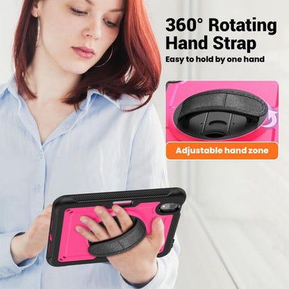 For iPad mini 2024 / mini 6 Honeycomb Hand Grip Turntable Stand Tablet Case(Rose Red) - iPad mini 2024 Cases by buy2fix | Online Shopping UK | buy2fix