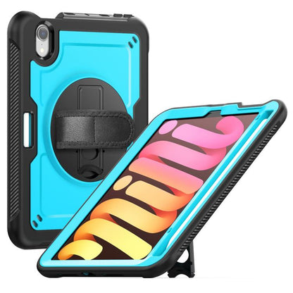 For iPad mini 2024 / mini 6 Honeycomb Hand Grip Turntable Stand Tablet Case(Light Blue) - iPad mini 2024 Cases by buy2fix | Online Shopping UK | buy2fix