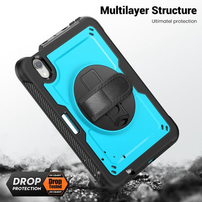 For iPad mini 2024 / mini 6 Honeycomb Hand Grip Turntable Stand Tablet Case(Light Blue) - iPad mini 2024 Cases by buy2fix | Online Shopping UK | buy2fix