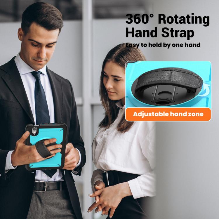 For iPad mini 2024 / mini 6 Honeycomb Hand Grip Turntable Stand Tablet Case(Light Blue) - iPad mini 2024 Cases by buy2fix | Online Shopping UK | buy2fix