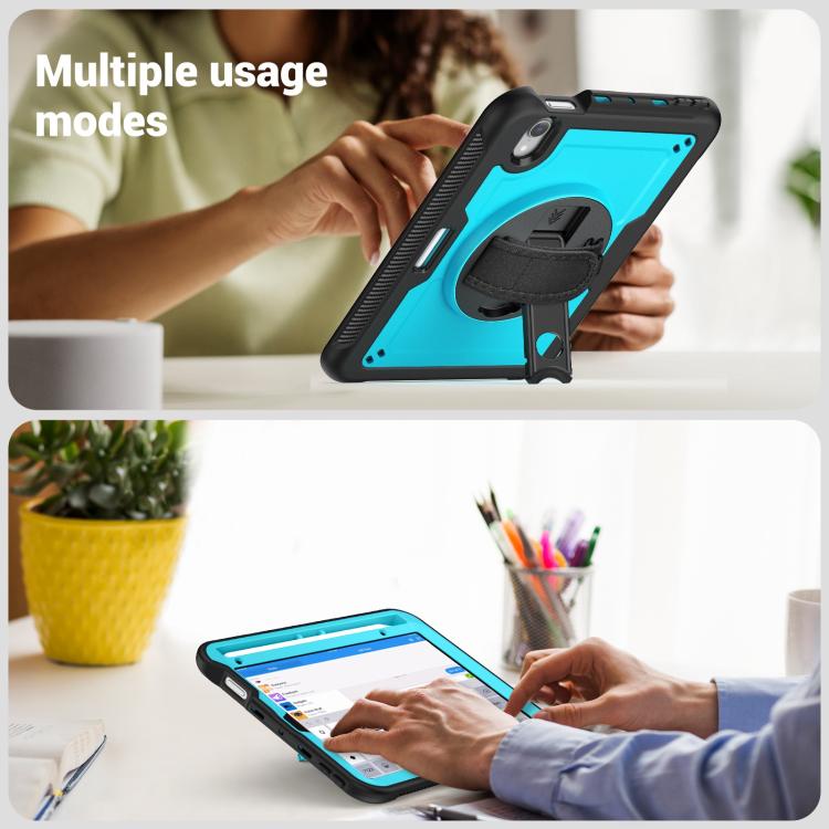 For iPad mini 2024 / mini 6 Honeycomb Hand Grip Turntable Stand Tablet Case(Light Blue) - iPad mini 2024 Cases by buy2fix | Online Shopping UK | buy2fix