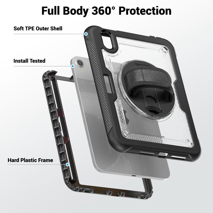 For iPad mini 2024 / mini 6 Honeycomb Hand Grip Turntable Stand Tablet Case(Transparent) - iPad mini 2024 Cases by buy2fix | Online Shopping UK | buy2fix