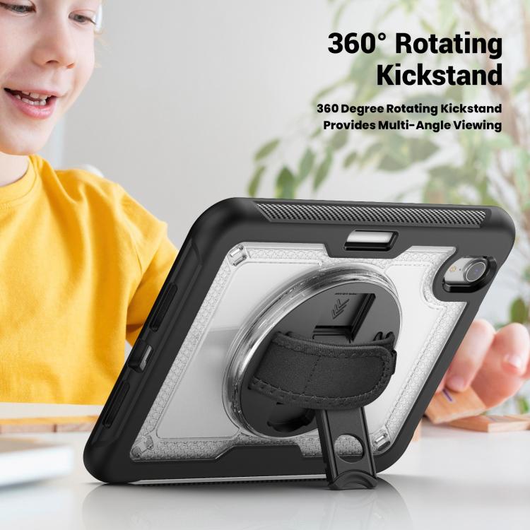 For iPad mini 2024 / mini 6 Honeycomb Hand Grip Turntable Stand Tablet Case(Transparent) - iPad mini 2024 Cases by buy2fix | Online Shopping UK | buy2fix