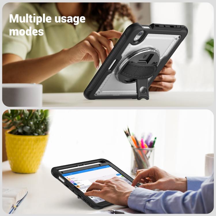 For iPad mini 2024 / mini 6 Honeycomb Hand Grip Turntable Stand Tablet Case(Transparent) - iPad mini 2024 Cases by buy2fix | Online Shopping UK | buy2fix