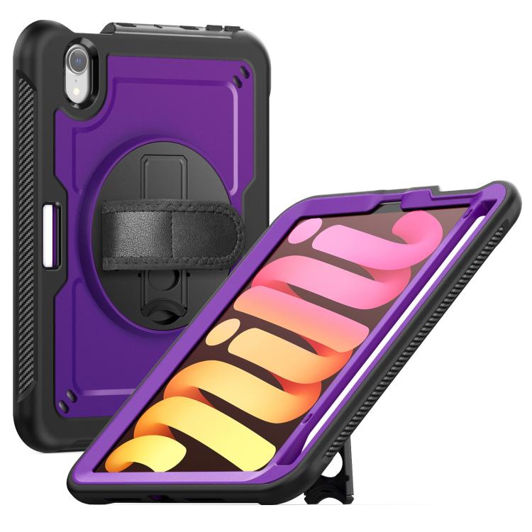 For iPad mini 2024 / mini 6 Honeycomb Hand Grip Turntable Stand Tablet Case(Purple) - iPad mini 2024 Cases by buy2fix | Online Shopping UK | buy2fix