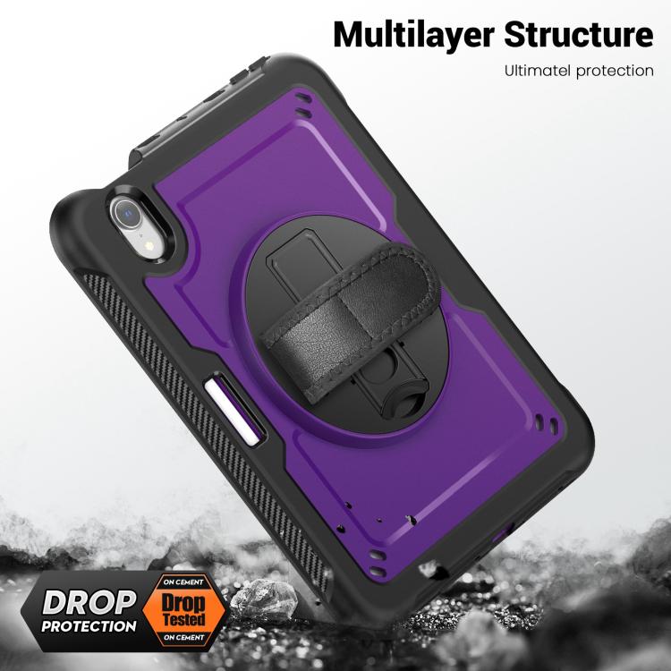 For iPad mini 2024 / mini 6 Honeycomb Hand Grip Turntable Stand Tablet Case(Purple) - iPad mini 2024 Cases by buy2fix | Online Shopping UK | buy2fix