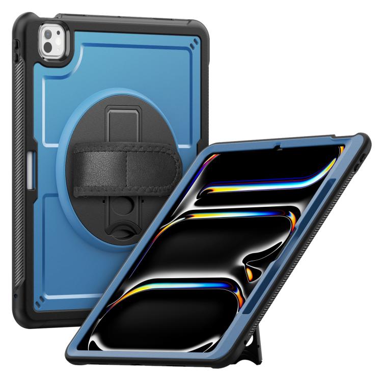 For iPad Pro 13 2024 Honeycomb Hand Grip Turntable Stand Tablet Case(Navy Blue) - iPad Pro 13 2024 Cases by buy2fix | Online Shopping UK | buy2fix