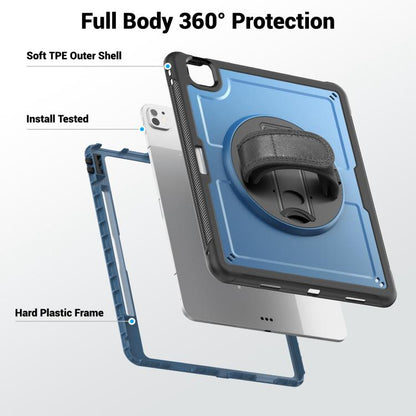 For iPad Pro 13 2024 Honeycomb Hand Grip Turntable Stand Tablet Case(Navy Blue) - iPad Pro 13 2024 Cases by buy2fix | Online Shopping UK | buy2fix