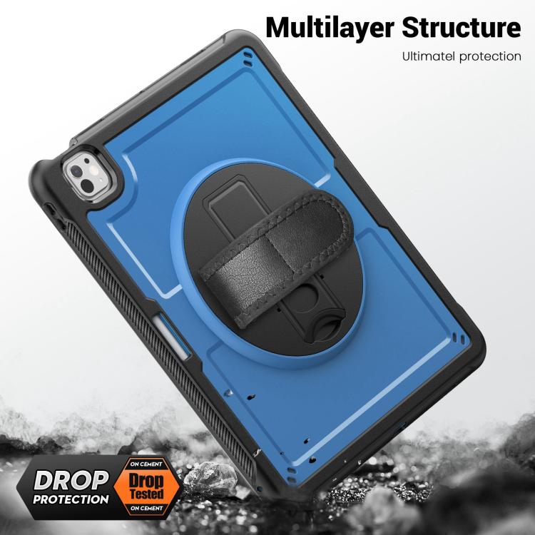 For iPad Pro 13 2024 Honeycomb Hand Grip Turntable Stand Tablet Case(Navy Blue) - iPad Pro 13 2024 Cases by buy2fix | Online Shopping UK | buy2fix