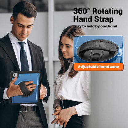 For iPad Pro 13 2024 Honeycomb Hand Grip Turntable Stand Tablet Case(Navy Blue) - iPad Pro 13 2024 Cases by buy2fix | Online Shopping UK | buy2fix