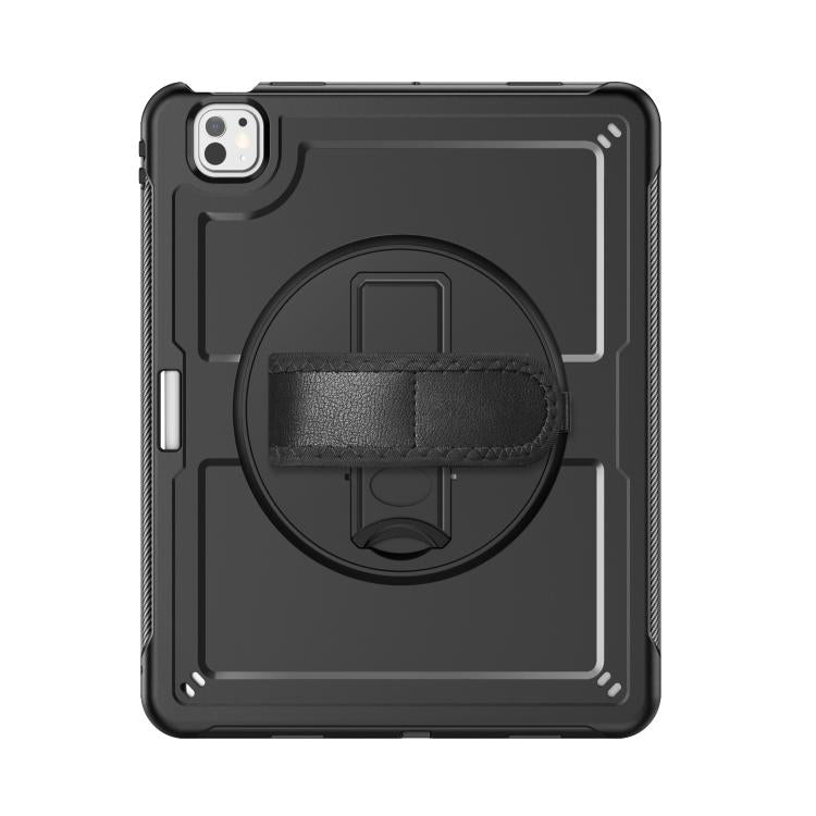 For iPad Pro 13 2024 Honeycomb Hand Grip Turntable Stand Tablet Case(Black) - iPad Pro 13 2024 Cases by buy2fix | Online Shopping UK | buy2fix